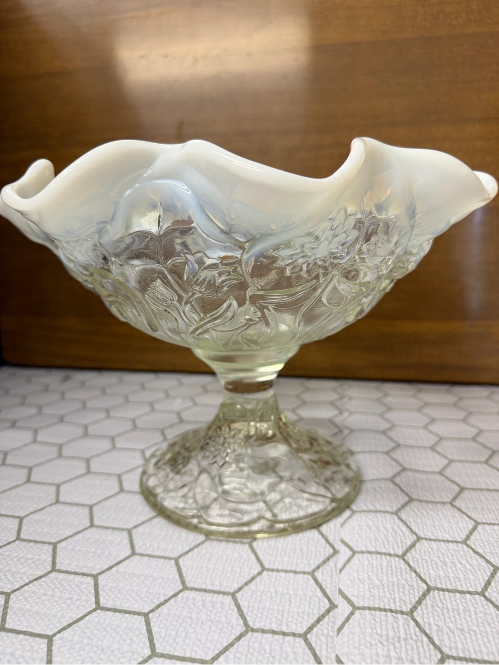 Fenton French Opalescent Lilies Tulips Fruit Bowl